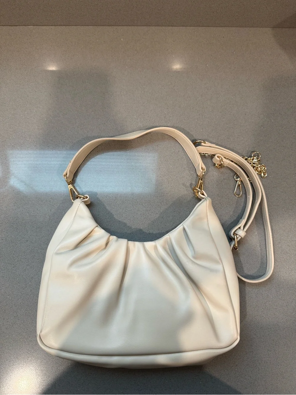 Cream Shoulder Bag with Detachable Strap
